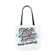 Keep Growing Keep Growing Motivational Quote Tote Bag design Polyester Canvas Tote Bag (AOP)