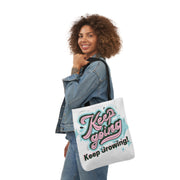 Keep Growing Keep Growing Motivational Quote Tote Bag design Polyester Canvas Tote Bag (AOP)