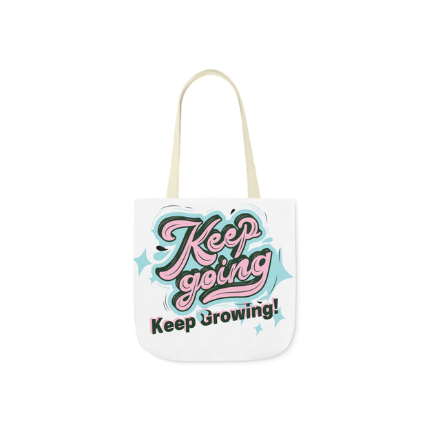 Keep Growing Keep Growing Motivational Quote Tote Bag design Polyester Canvas Tote Bag (AOP)