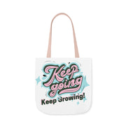 Keep Growing Keep Growing Motivational Quote Tote Bag design Polyester Canvas Tote Bag (AOP)