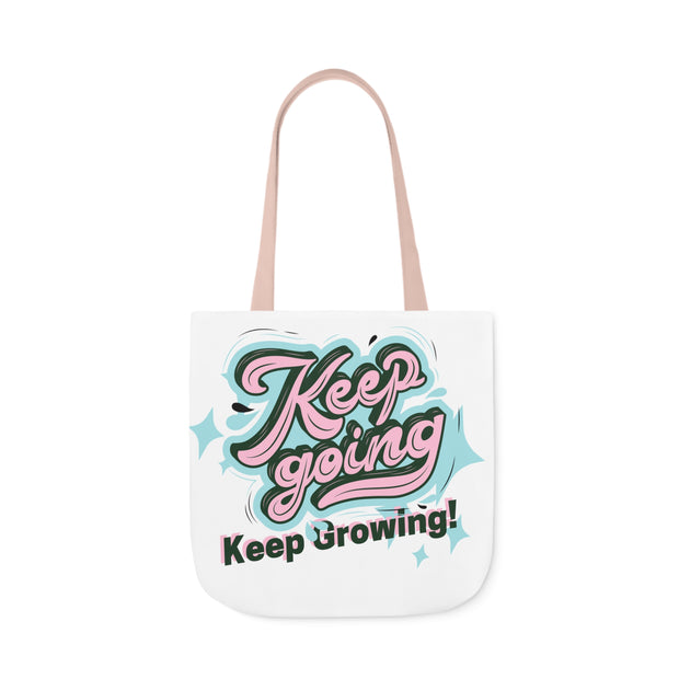 Keep Growing Keep Growing Motivational Quote Tote Bag design Polyester Canvas Tote Bag (AOP)