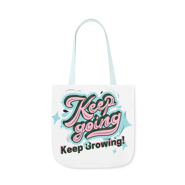 Keep Growing Keep Growing Motivational Quote Tote Bag design Polyester Canvas Tote Bag (AOP)