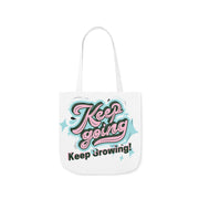 Keep Growing Keep Growing Motivational Quote Tote Bag design Polyester Canvas Tote Bag (AOP)