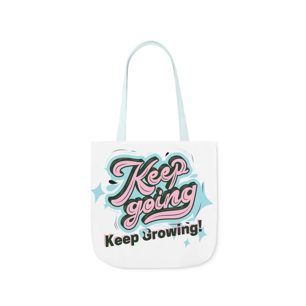 Keep Growing Keep Growing Motivational Quote Tote Bag design Polyester Canvas Tote Bag (AOP)