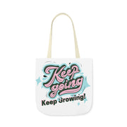 Keep Growing Keep Growing Motivational Quote Tote Bag design Polyester Canvas Tote Bag (AOP)