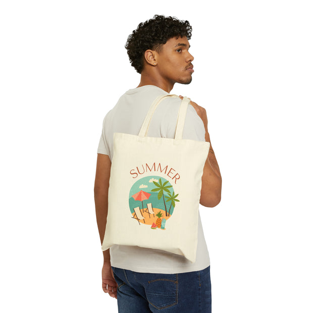 Summer Season Summer Time Cotton Canvas Tote Bag