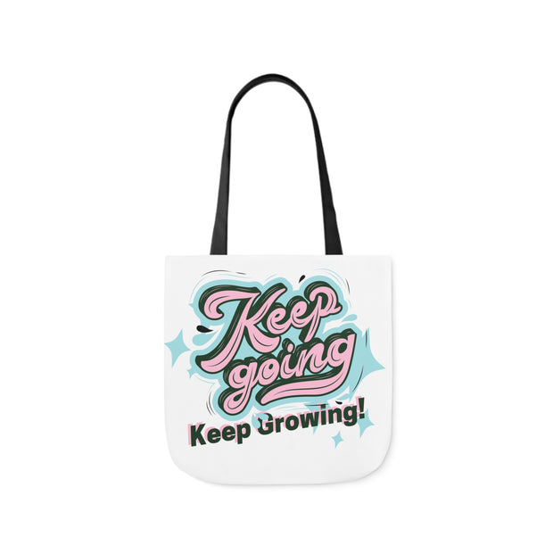 Keep Growing Keep Growing Motivational Quote Tote Bag design Polyester Canvas Tote Bag (AOP)